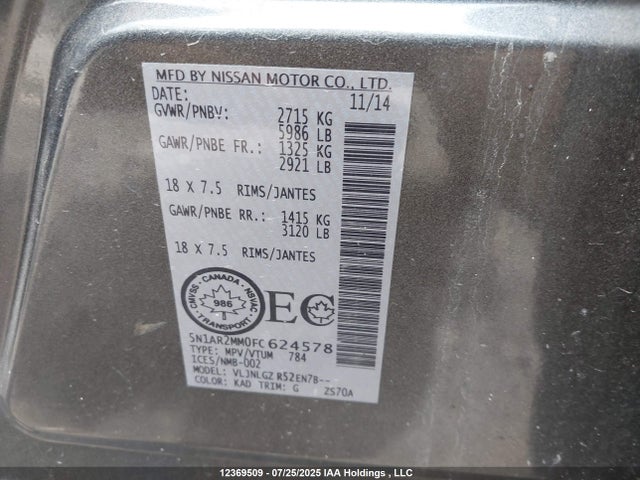 5N1AR2MM0FC624578 Nissan Pathfinder