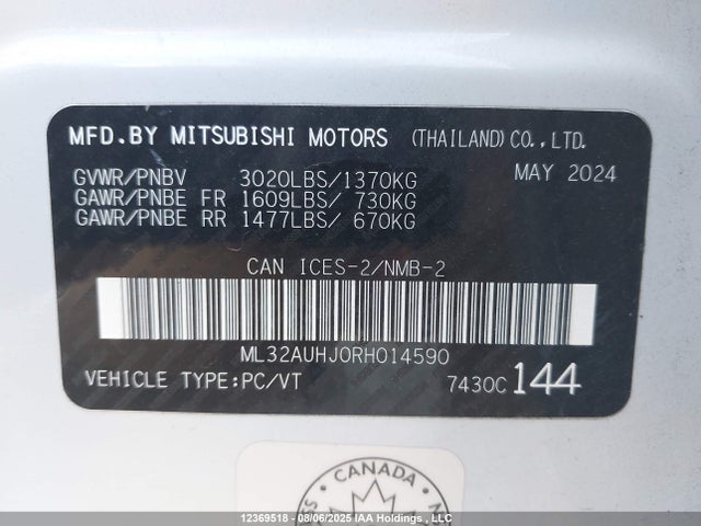 Mitsubishi mivec 2024 ML32AUHJ0RH014590 Image 9