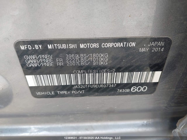 JA32U1FU9EU607347 Mitsubishi dohc mivec