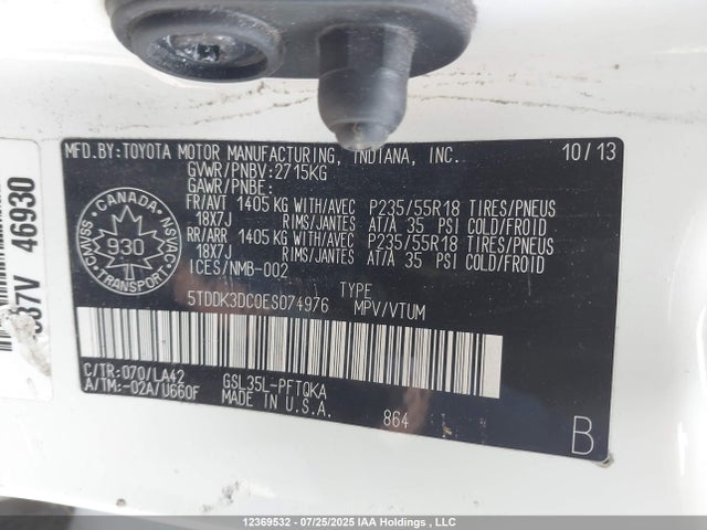 Toyota 2gr-fks 2014 5TDDK3DC0ES074976 Image 18