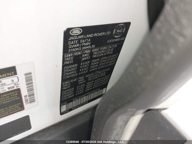 SALGV2EF7GA302746 Land Rover s/c lev2 ulev