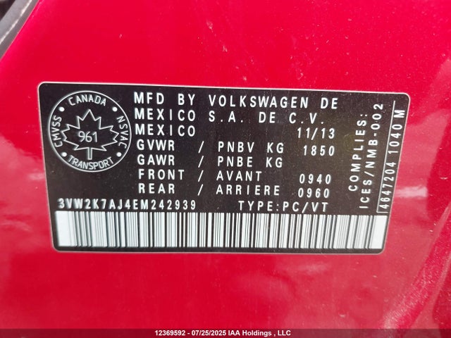3VW2K7AJ4EM242939 Volkswagen 2014