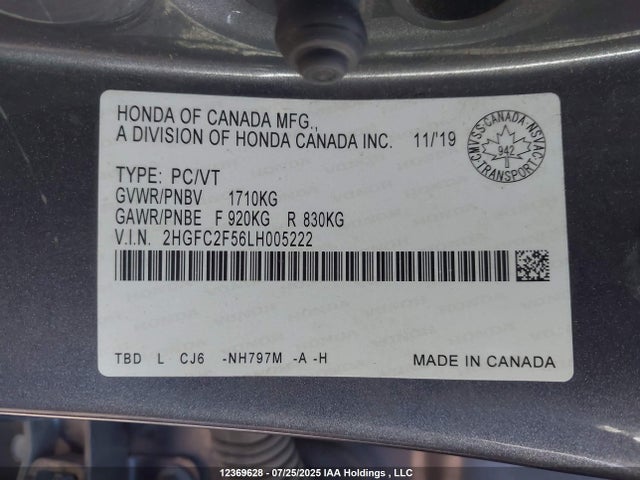 Honda k20c2 2020 2HGFC2F56LH005222 Image 9