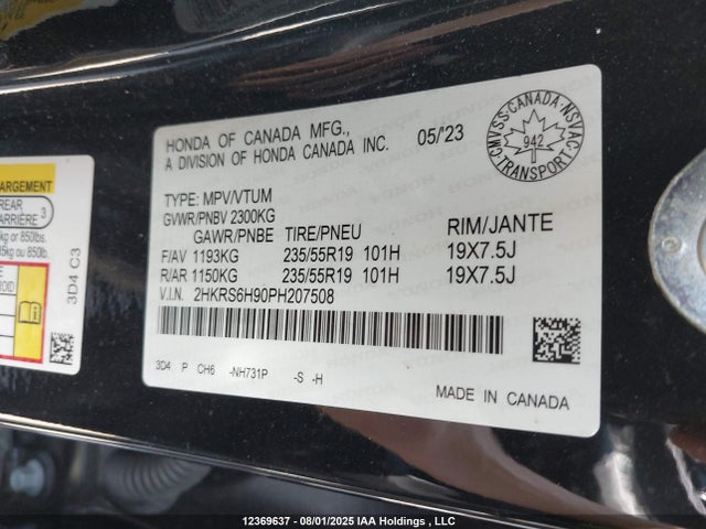 2HKRS6H90PH207508 Honda lfc3