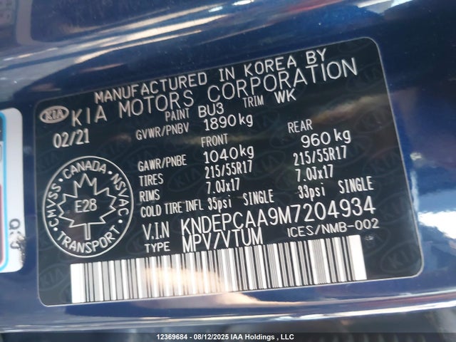 KNDEPCAA9M7204934 KIA nu mpi