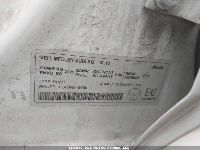 WAUFFCFL4GN015669 Audi 2016