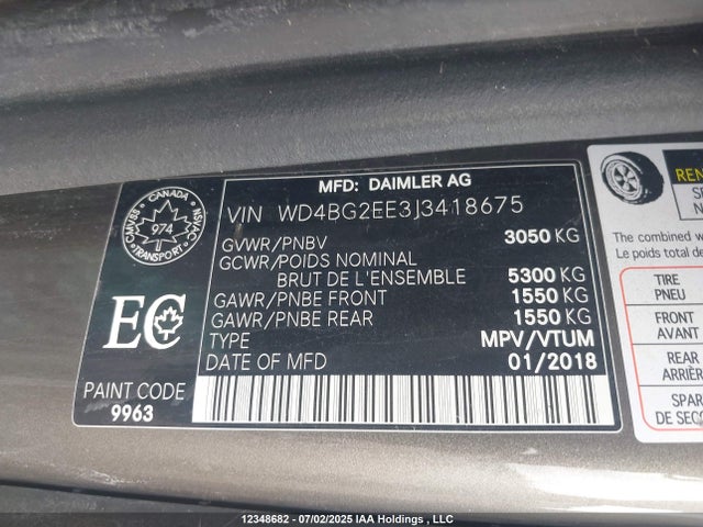 WD4BG2EE3J3418675 Mercedes-Benz m274