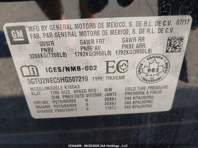 3GTU2NEC5HG507219 GMC l83 -spark ignited direct injection, variable valve timing, afm, e85 max, alum