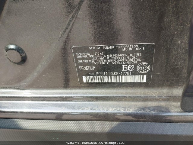 JF2GTACC4K8242281 Subaru naturally aspirated