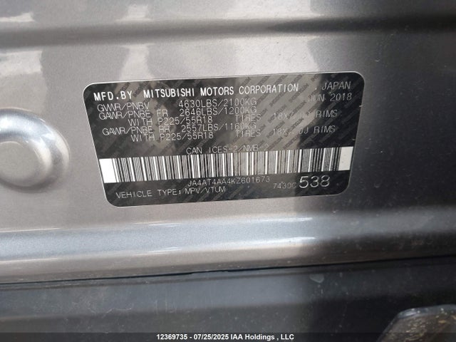 Mitsubishi tc/ic mivec 2019 JA4AT4AA4KZ601673 Image 18