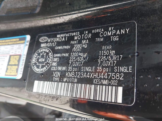 KM8J23A4XHU447582 Hyundai gdi nu