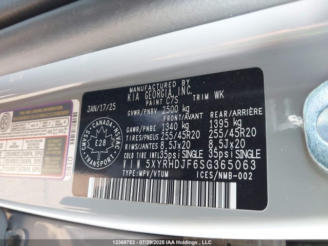 5XYRHDJF6SG365063 KIA t-gdi theta-iii