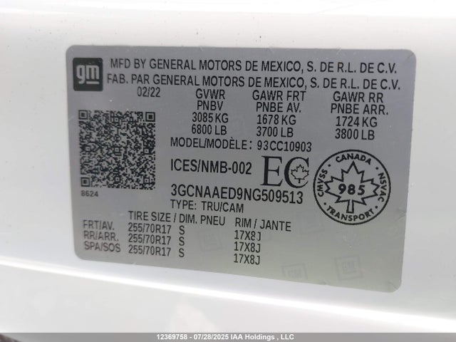 Chevrolet l84 2022 3GCNAAED9NG509513 Image 18