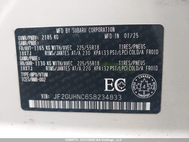 Продажа на аукционе авто 2025 Subaru Crosstrek Limited, vin: JF2GUHNC6S8234833, номер лота: 12369774