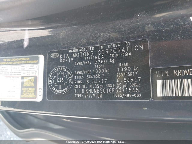 KIA dohc gdi lambda ii 2015 KNDMB5C16F6071545 Image 9