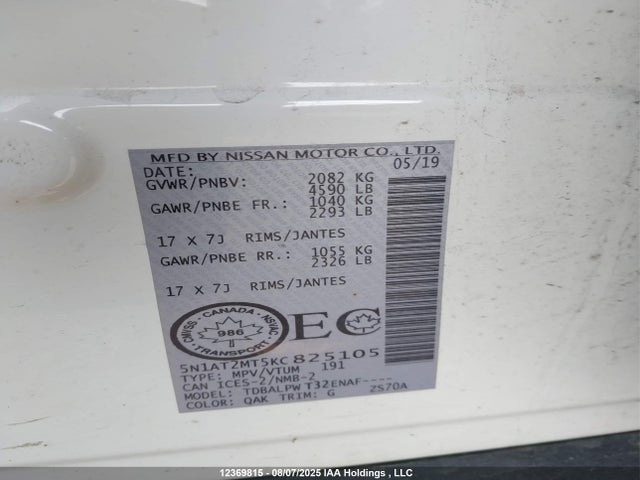 5N1AT2MT5KC825105 Nissan 2019
