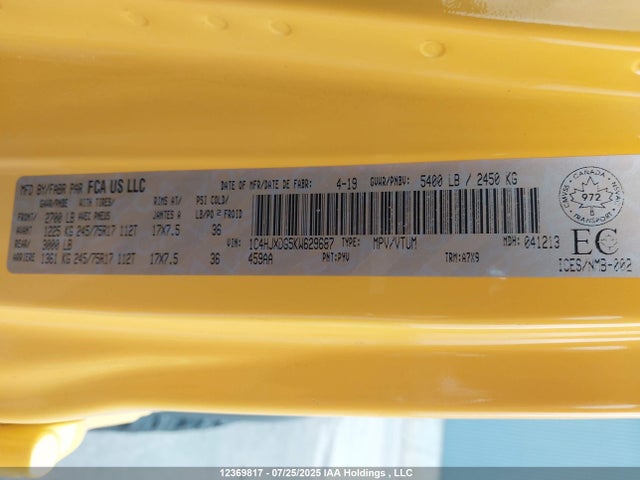 1C4HJXDG5KW629687 Jeep Wrangler