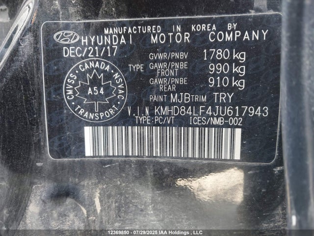 KMHD84LF4JU617943 Hyundai mpi nu