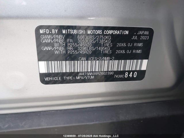 JA4T5WA9XRZ602390 Mitsubishi s91-ya1