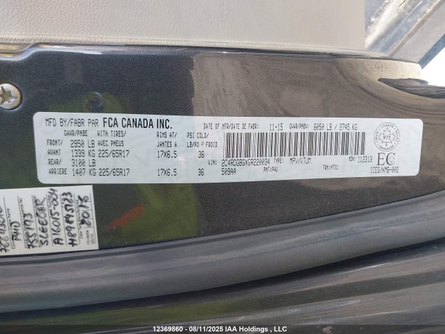 2C4RDGBGXGR220034 Dodge Grand Caravan