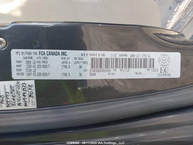 2C4RDGBGXGR220034 Dodge Grand Caravan