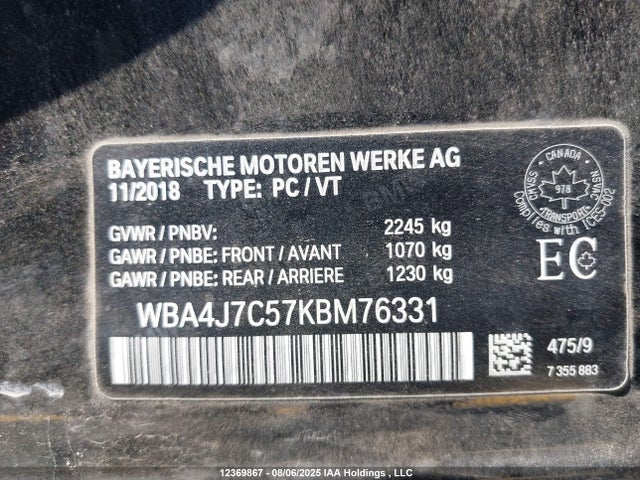 BMW 440I 2019 WBA4J7C57KBM76331 Image 9