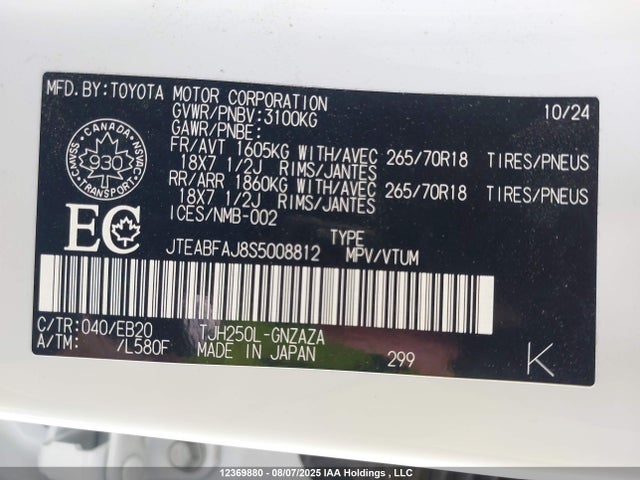 Toyota t24a-fts 2025 JTEABFAJ8S5008812 Image 9