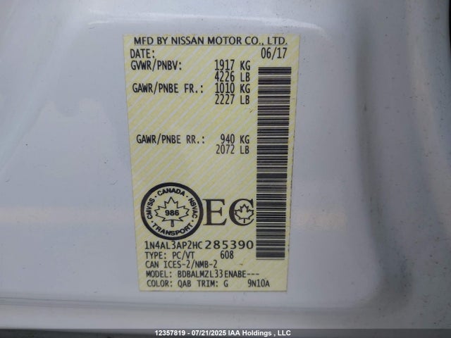 1N4AL3AP2HC285390 Nissan 2017