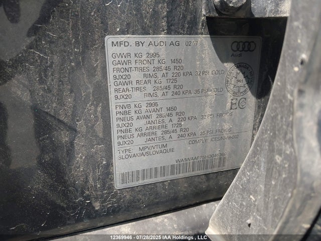 WA1WAAF75HD046360 Audi 2017