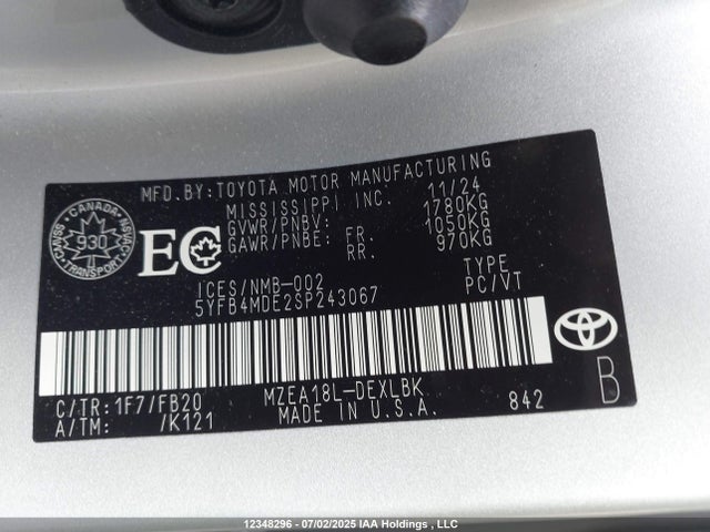 Toyota m20a-fks 2025 5YFB4MDE2SP243067 Image 9