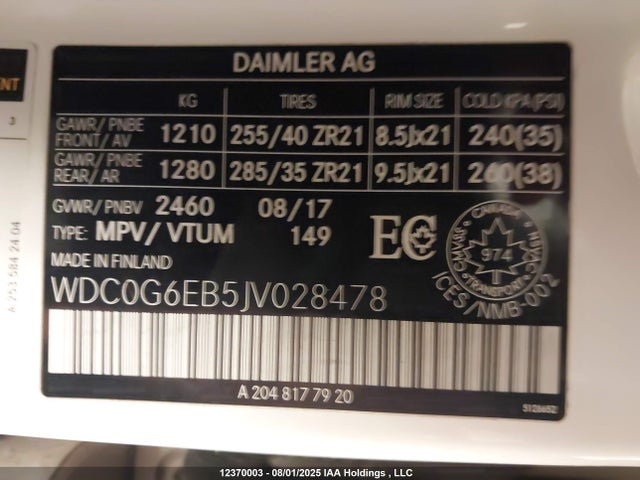 WDC0G6EB5JV028478 Mercedes-Benz m276