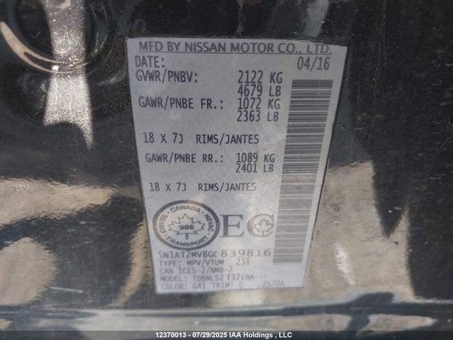 Nissan 2016 2016 5N1AT2MV8GC839816 Image 9