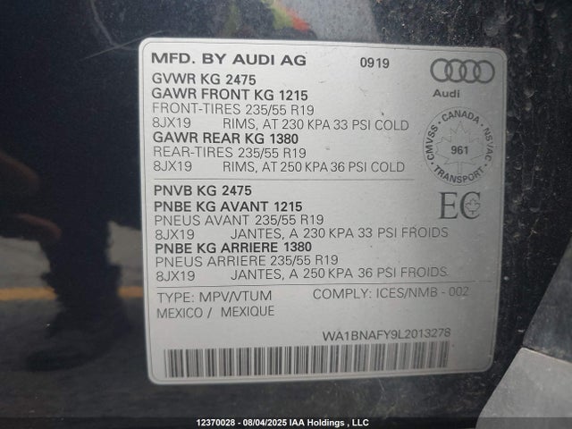 Audi 2020 2020 WA1BNAFY9L2013278 Image 19