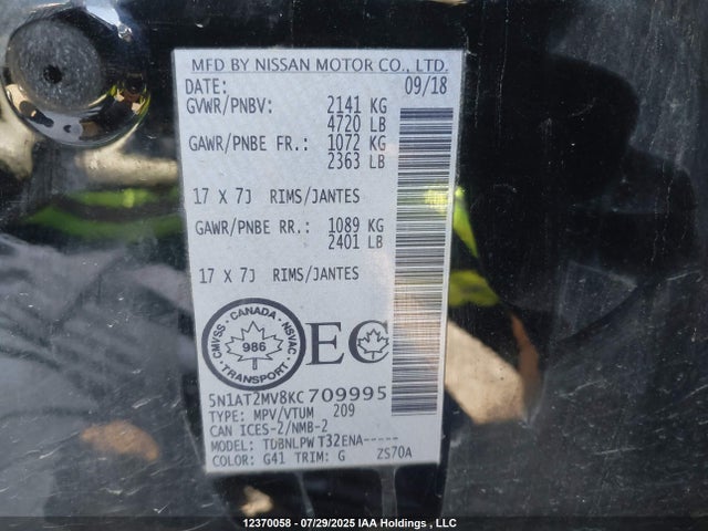 Nissan 2019 2019 5N1AT2MV8KC709995 Image 9