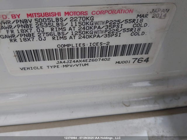 Mitsubishi sohc mivec 2014 JA4JZ4AX4EZ607402 Image 18