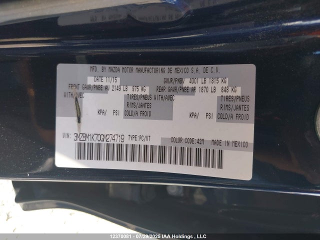 3MZBM1K70GM274719 Mazda pe