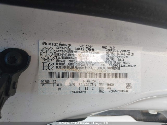 1FADP3E22EL256791 Ford 2014