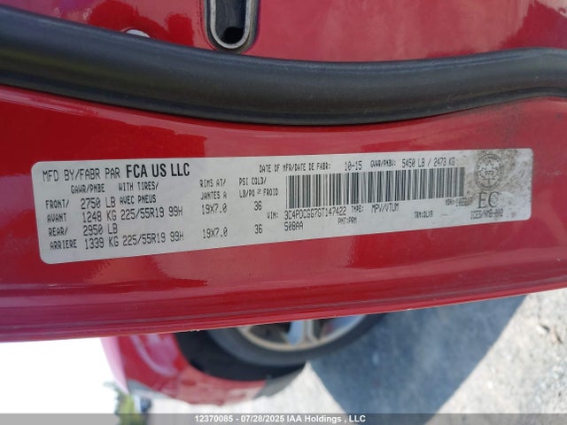 Aukcja sprzedaży 2016 Dodge Journey Crossroad, vin: 3C4PDCGG7GT147422, numer aukcji: 12370085