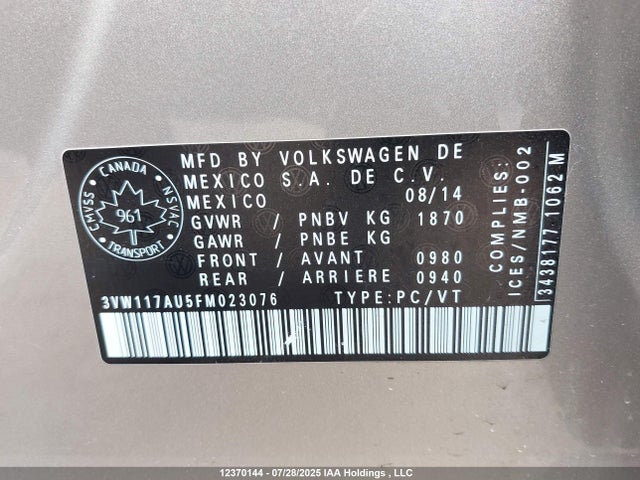 3VW117AU5FM023076 Volkswagen 1.8t