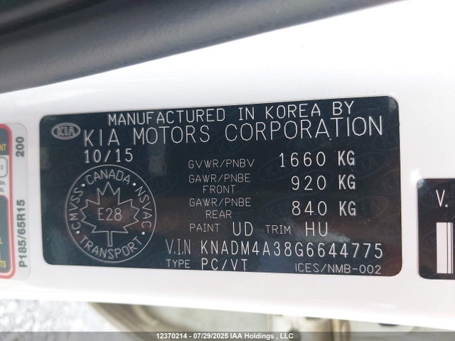 KNADM4A38G6644775 KIA gamma