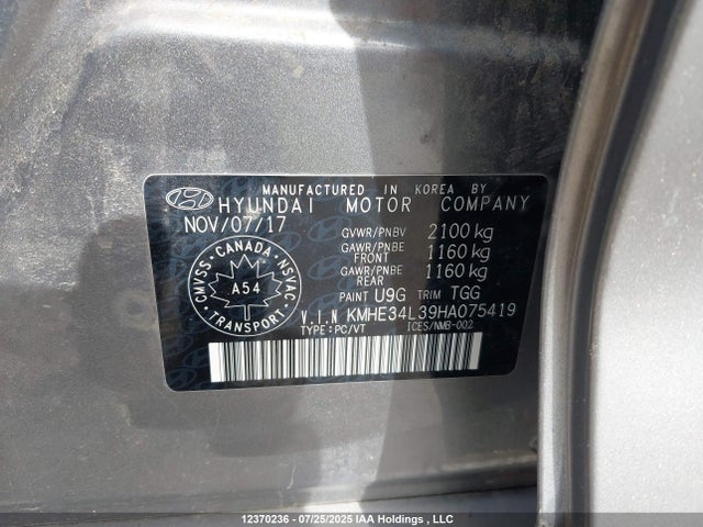 KMHE34L39HA075419 Hyundai gdi nu