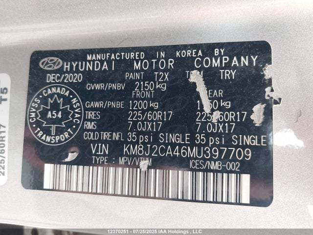 KM8J2CA46MU397709 Hyundai gdi nu