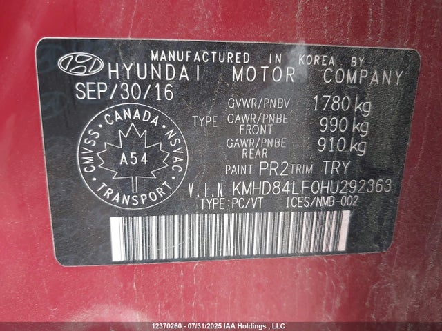 KMHD84LF0HU292363 Hyundai 2017