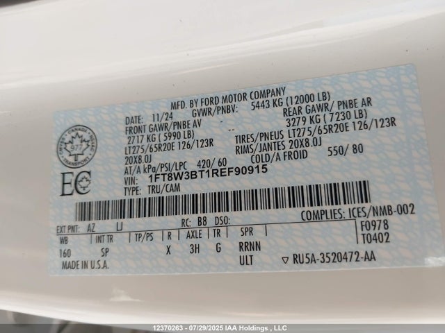 Ford F-350 2024 1FT8W3BT1REF90915 Image 9