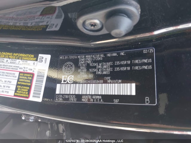Toyota a25a-fxs 2025 5TDKBRCHXSS659499 Image 9