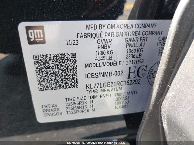 KL77LGE21RC182292 Chevrolet lih