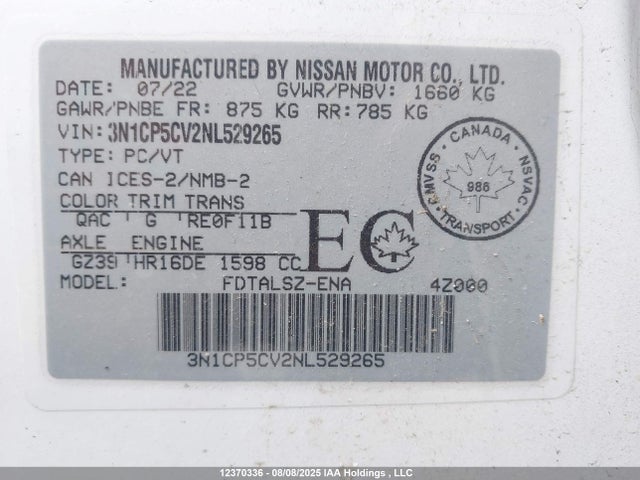3N1CP5CV2NL529265 Nissan Kicks