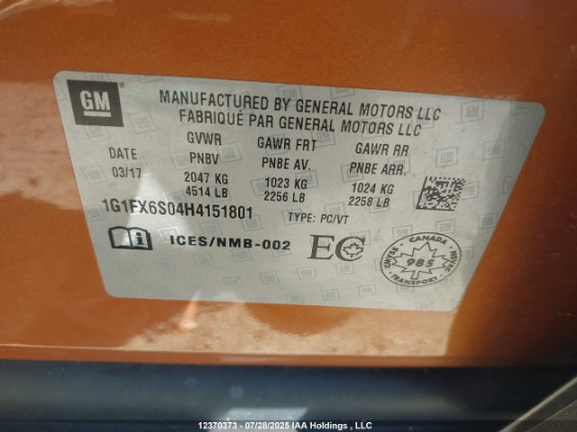 1G1FX6S04H4151801 Chevrolet 2017