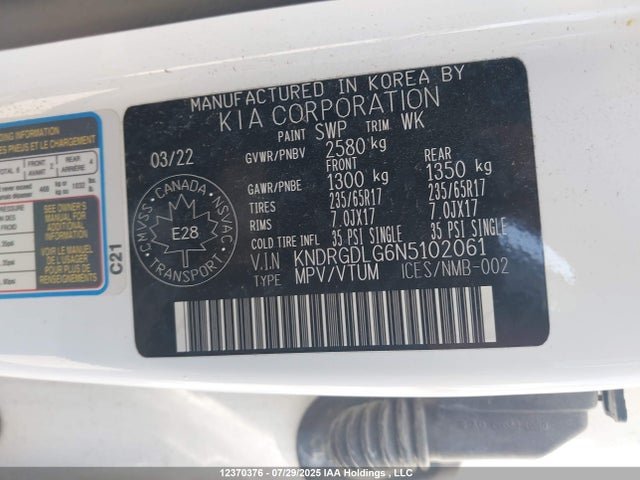 KNDRGDLG6N5102061 KIA t-gdi gamma-ii