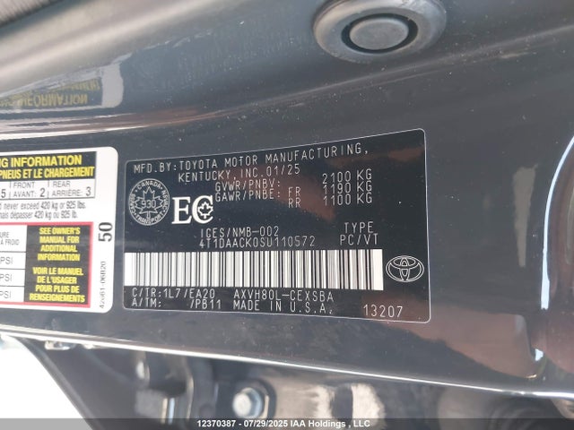 4T1DAACK0SU110572 Toyota a25a-fxs
